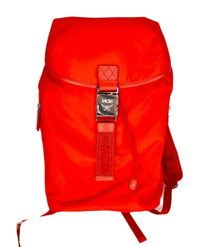 MCM Women's Orange Red Nylon Luft Hoodie Backpack /Detachable Hood MMK9SNX34OX001