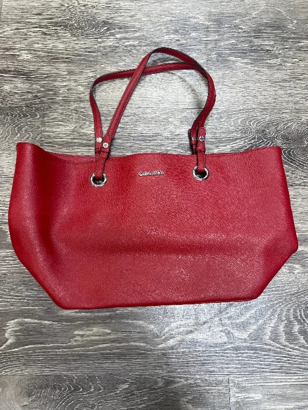 Calvin Klein Leather Tote Handbag (Size Large)