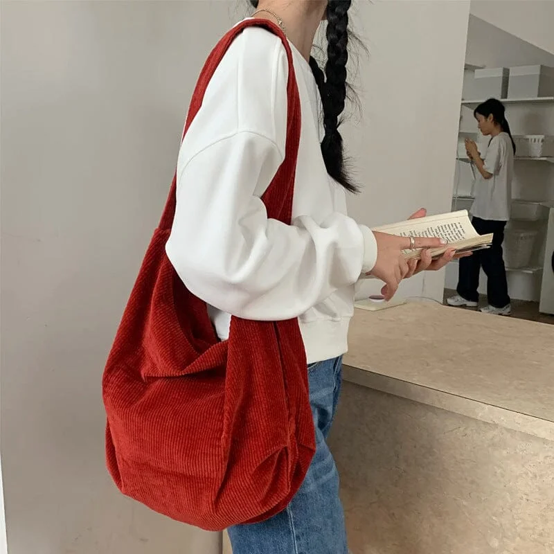 Women Casual Fashion Corduroy Shoulder Bag