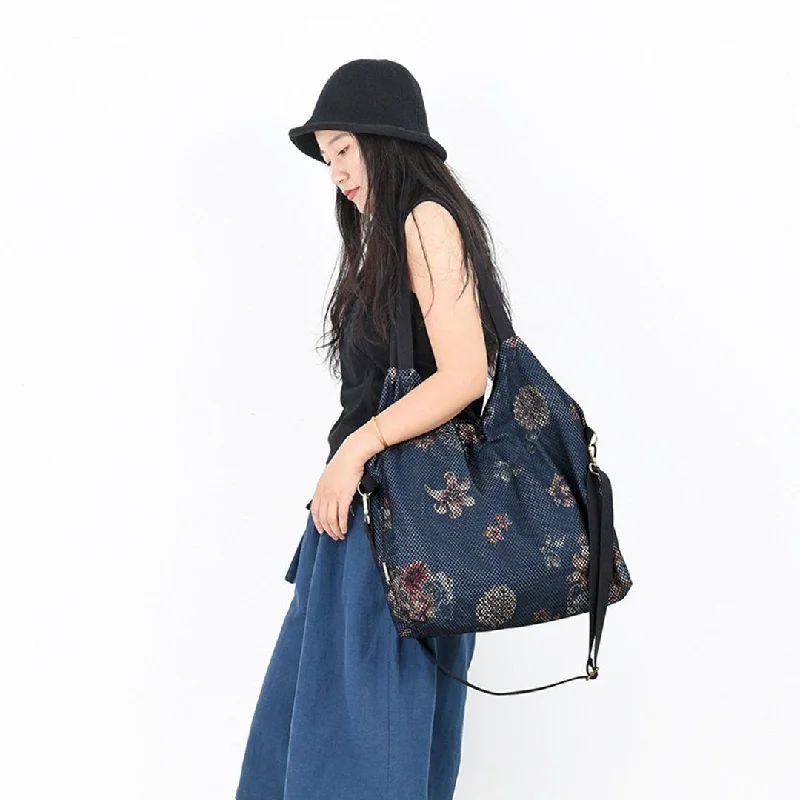 Women Mesh Printed Denim Casual Shoulder Bag Crossbody Bag