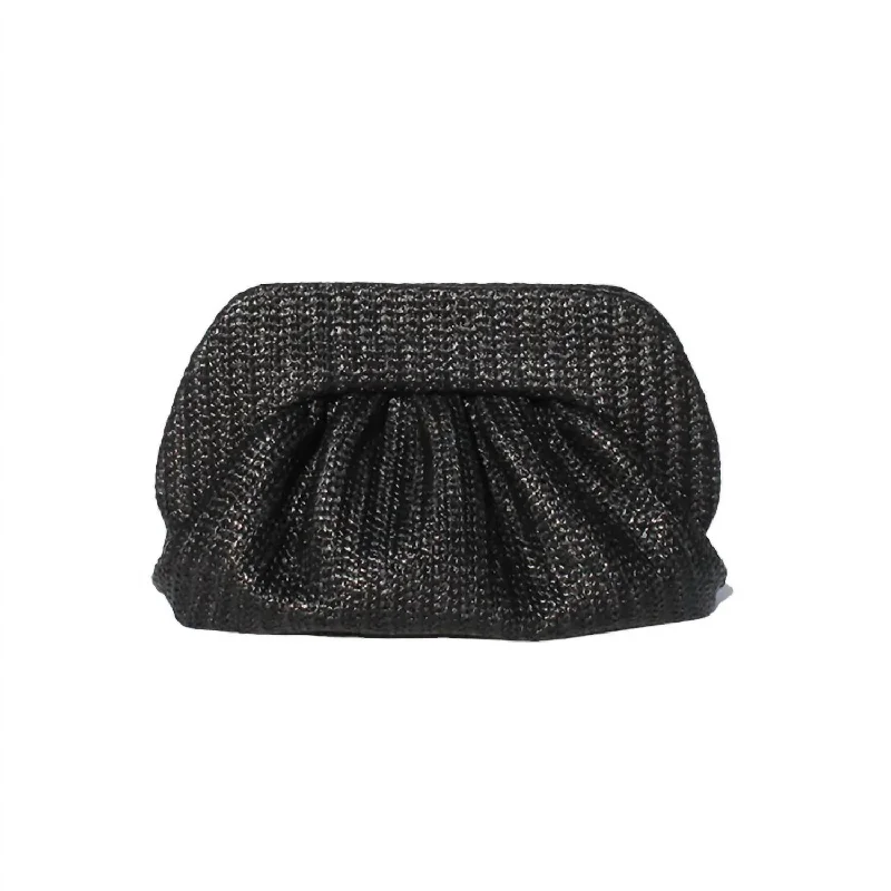 Women's Noelle Straw Frame Clutch Bag In Black