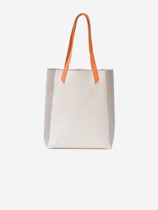 Basic Vegan Leather Everyday Tote Bag | Tricolor Orange