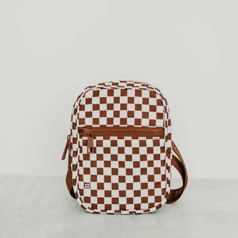 Brown Checkered Crossbody Sling