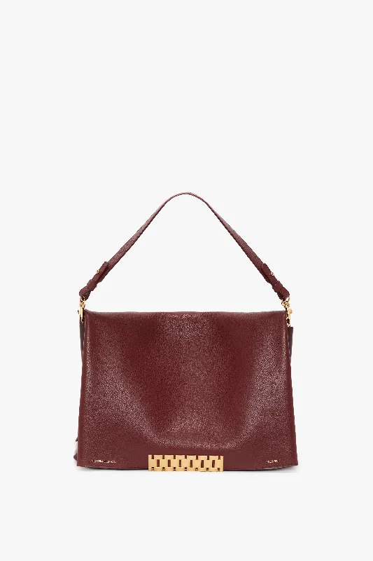 Jumbo Chain Pouch Bag In Bordeaux Leather