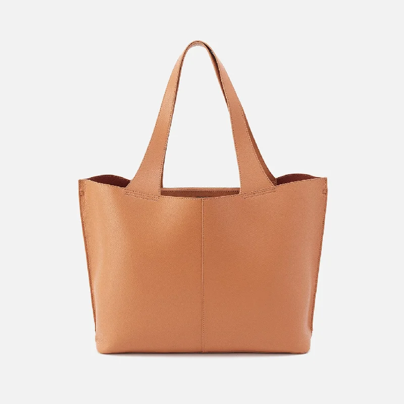 Vida Large Tote In Micro Pebbled Leather - Biscuit