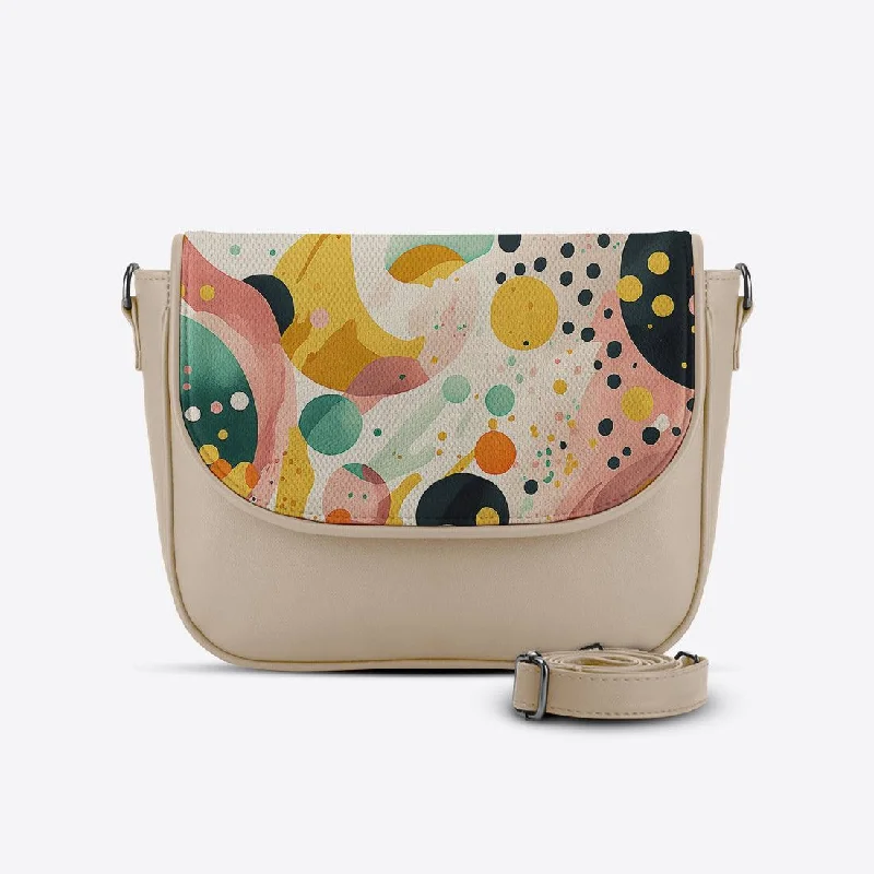 Beige Messenger Crossbody Dots