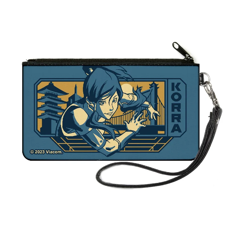 Canvas Zipper Wallet - SMALL - The Legend of Korra Avatar KORRA Bridge Pose and Text Blues