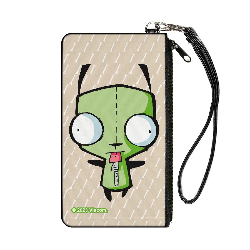 Canvas Zipper Wallet - SMALL - Invader Zim GIR Pose and Bone Tan/White