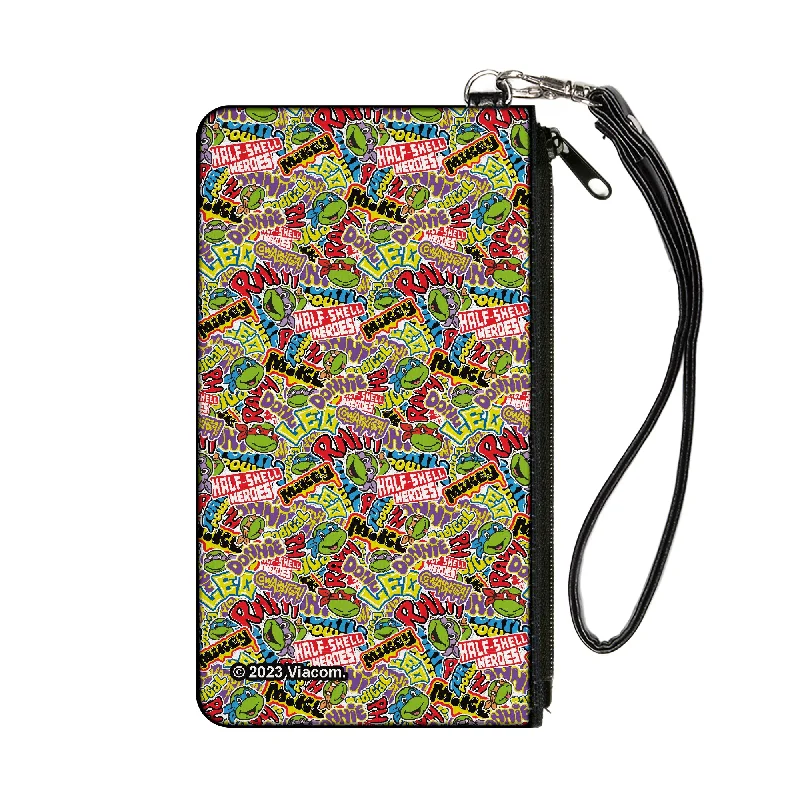 Canvas Zipper Wallet - SMALL - Teenage Mutant Ninja Turtles Sticker Slaps Collage White/Multi Color