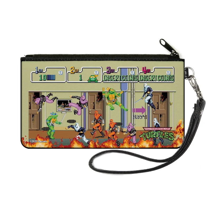 Canvas Zipper Wallet - SMALL - Teenage Mutant Ninja Turtles 8-Bit Video Battle Scene