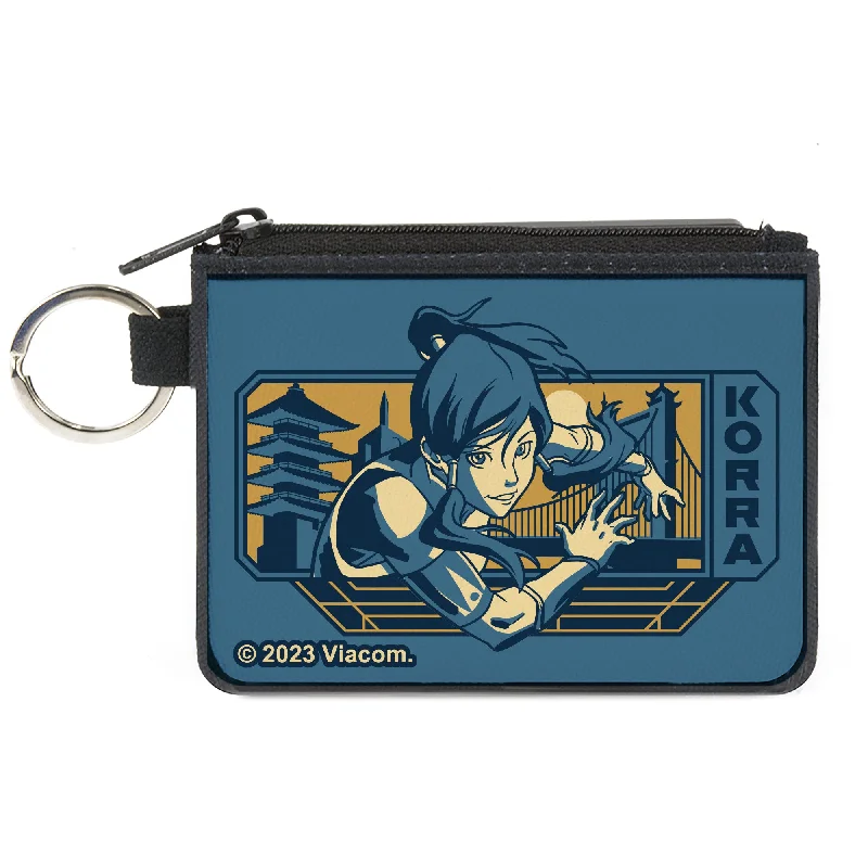 Canvas Zipper Wallet - MINI X-SMALL - The Legend of Korra Avatar KORRA Bridge Pose and Text Blues