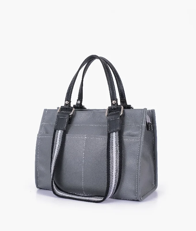 Grey dual-pocket mini tote bag