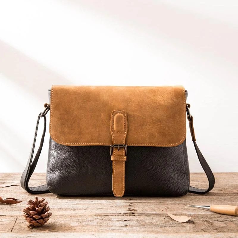 Handmade Cool Leather Mens Small Messengers Bag Shoulder Bags for Men