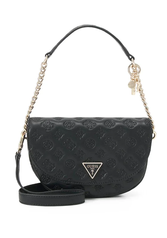 Guess La Femme Debossed Flap Shoulder Bag, Black