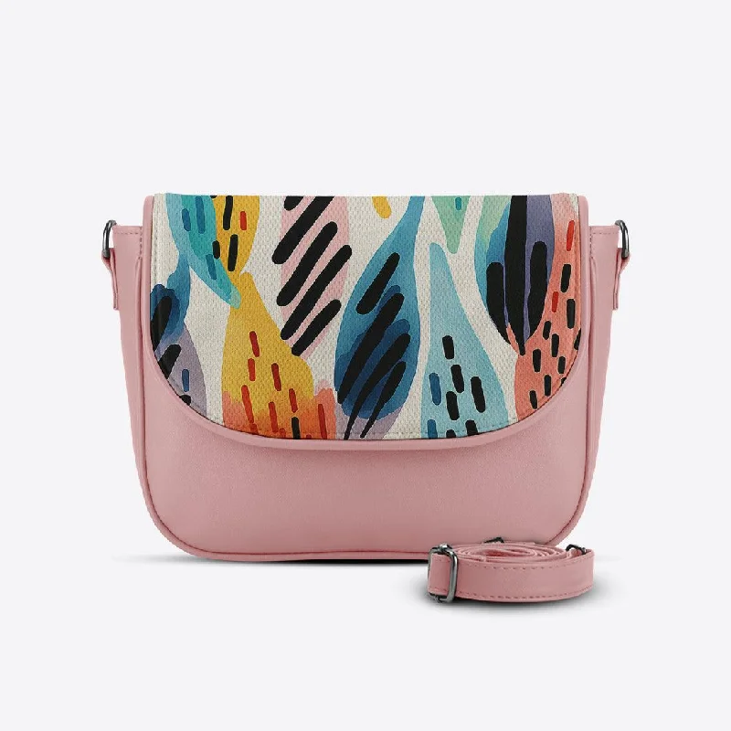 Rose Messenger Crossbody Drawen Leafs