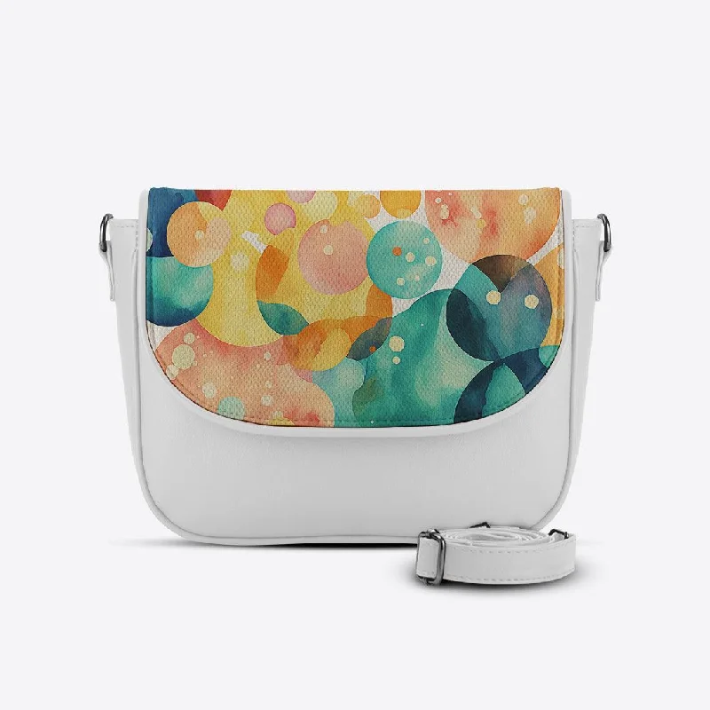 White Messenger Crossbody Bright Circles