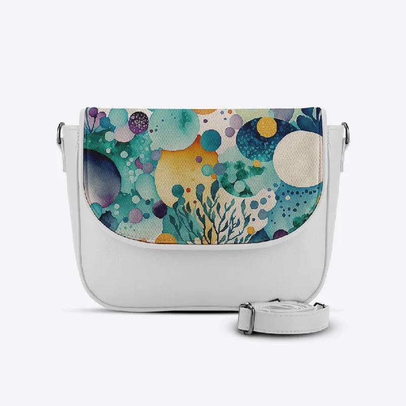 White Messenger Crossbody Mixed Circles