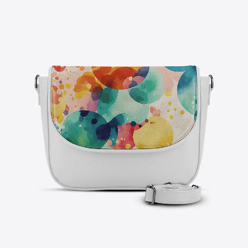 White Messenger Crossbody Shiny Circles