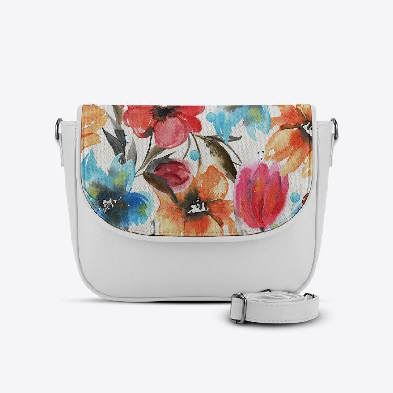 White Messenger Crossbody White Floral