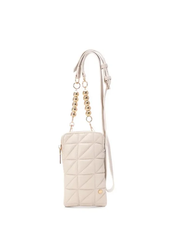 Xti Quilted Crossbody Mini Phone Holder Bag, Beige