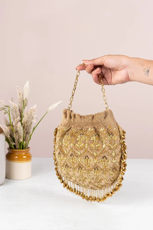 Amaltas Velvet Embellished Potli Bag