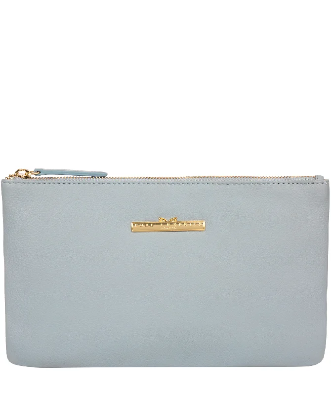 'Arlesey' Cashmere Blue Leather Clutch Bag