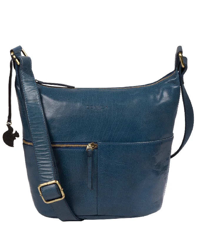 'Kristin' Snorkel Blue Leather Shoulder Bag