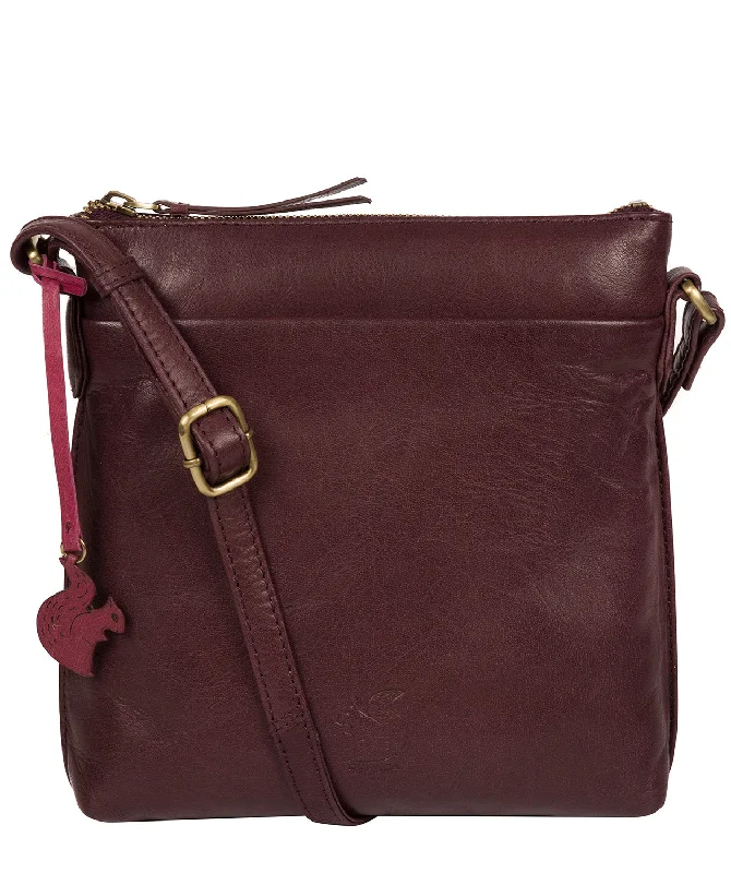 'Nikita' Plum Leather Cross Body Bag