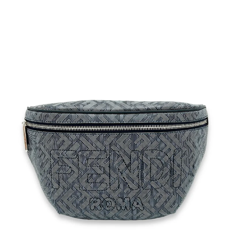 bumbag Blue Belt Bag in Coated Canvas, Silver hardware