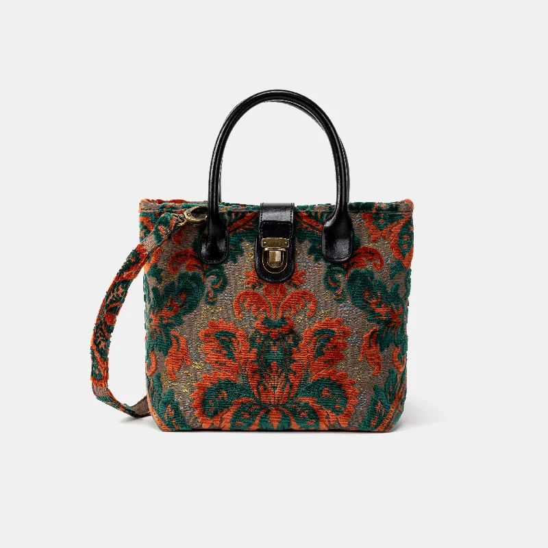 Burnout Velvet Revival Jade Tuck Lock Carpet Satchel