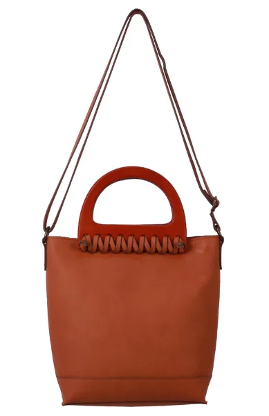 Lea Wood Handle Satchel in Cognac