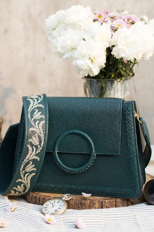 Geranium-Forest Green Leather Shoulder Bag