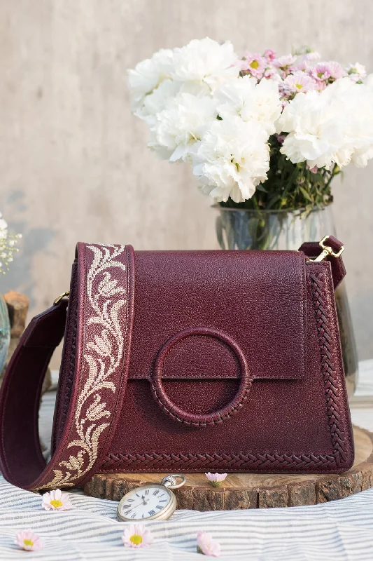 Geranium-Sangria Leather Shoulder Bag