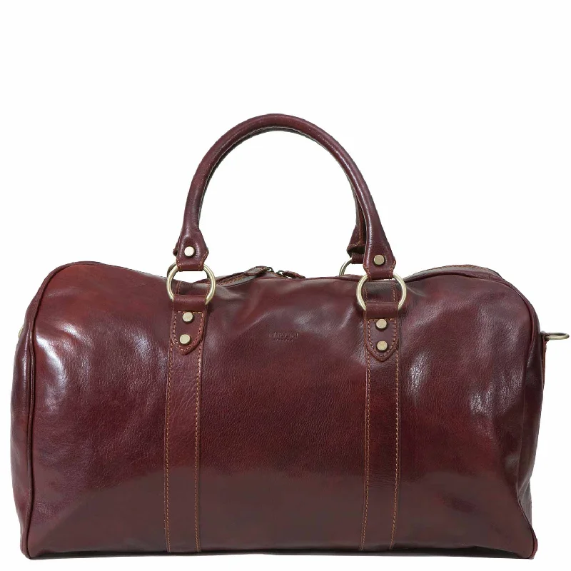 Borsone Ovale Uno Leather Carry on Duffel Bag, 20" Luggage