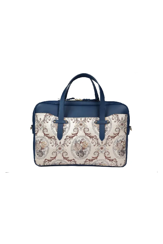 Petunia-Blue Leather Laptop Bag